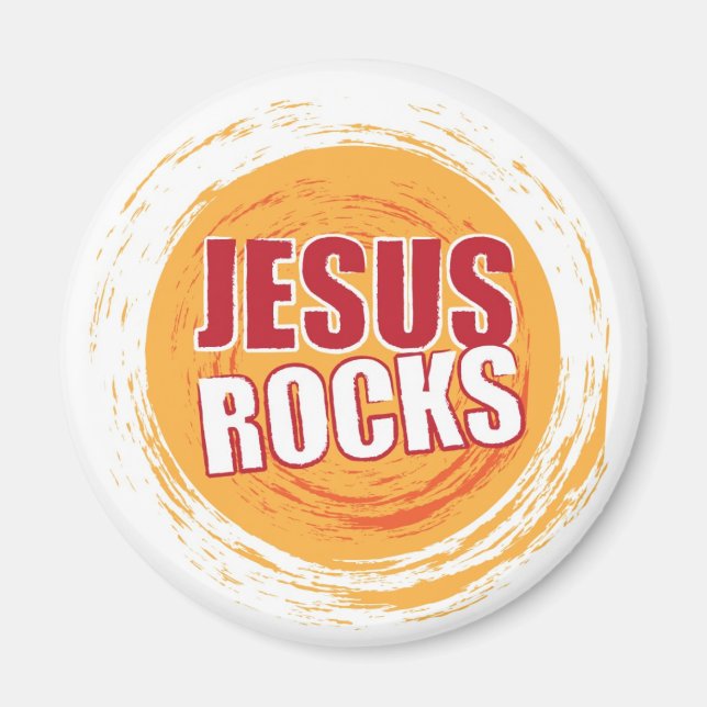 Jesus Rocks 2 Orange Magnet (Vorne)