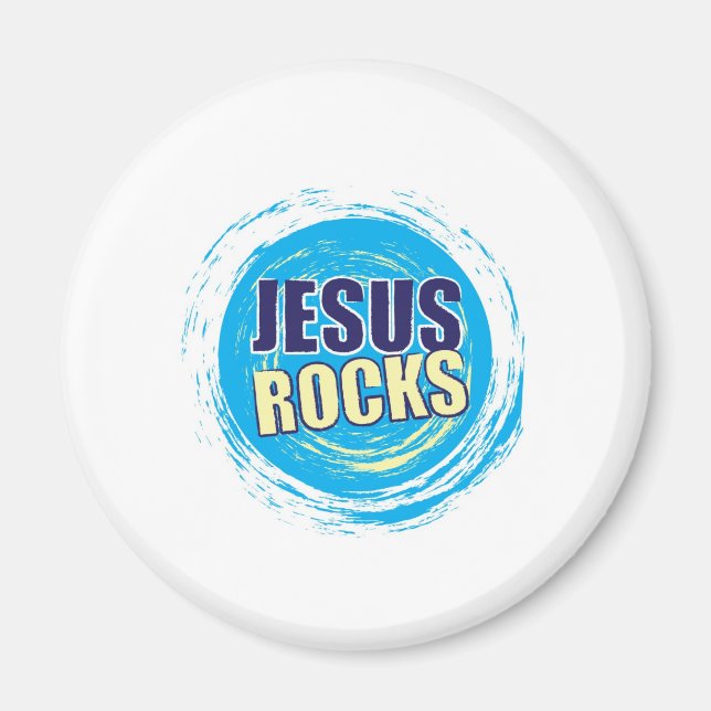 Jesus Rocks 7 Blau & Gelb Magnet (Vorne)