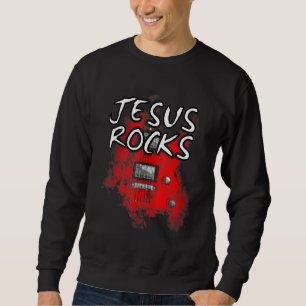 Jesus Rocks Gitarre Electric Gitarrist Christlich Sweatshirt