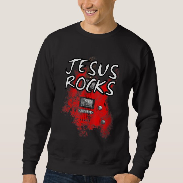 Jesus Rocks Gitarre Electric Gitarrist Christlich  Sweatshirt (Vorderseite)
