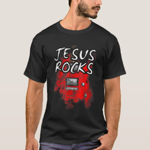 Jesus Rocks Gitarre Electric Gitarrist Christlich T-Shirt