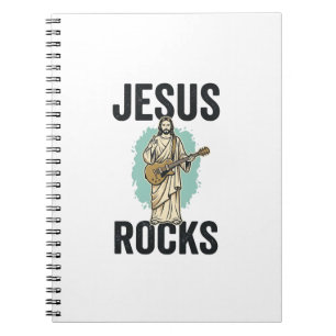 Jesus Rocks Gitarre Vintage Christliche Gravur Des Notizblock