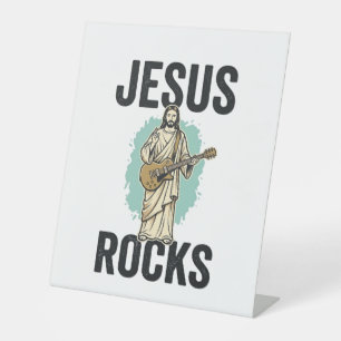 Jesus Rocks Gitarre Vintage Christliche Gravur Des Sockelschild