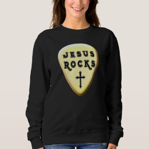 Jesus Rocks Gold Plektrum Christlich Worship Lea Sweatshirt
