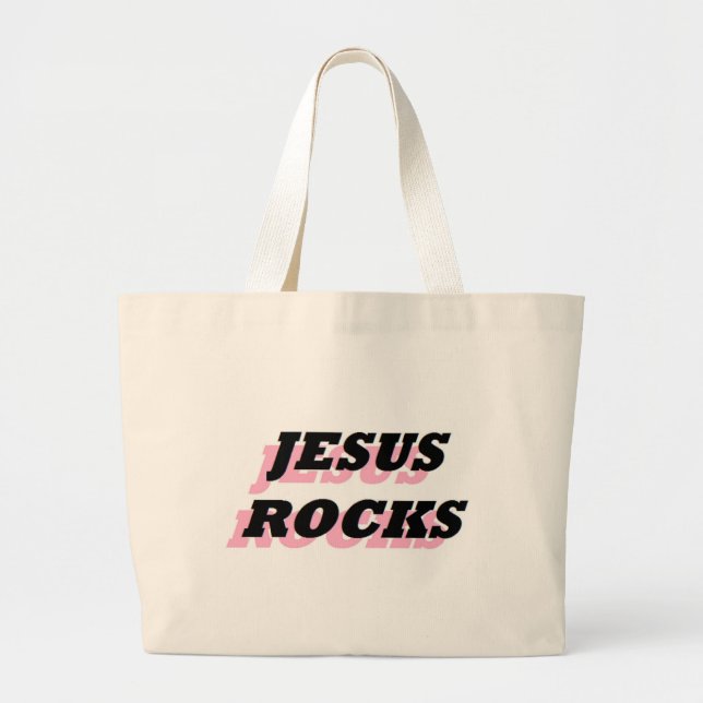 JESUS ROCKS JUMBO STOFFBEUTEL (Vorne)