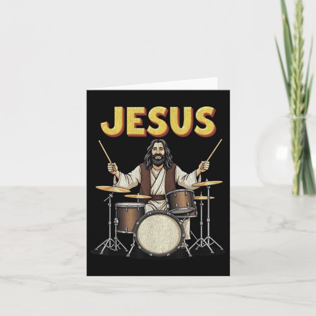 Jesus Rocks Music Funny Christlich Drummer Design Karte (Vorderseite)