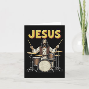 Jesus Rocks Music Funny Christlich Drummer Design Karte