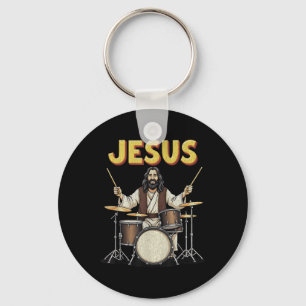 Jesus Rocks Music Funny Christlich Drummer Design Schlüsselanhänger