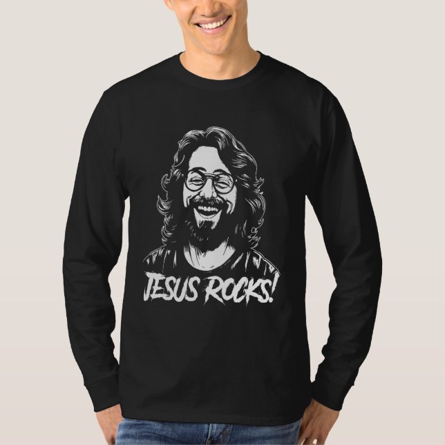 Jesus Rocks  Musician Rocker Christ T-Shirt (Vorderseite)