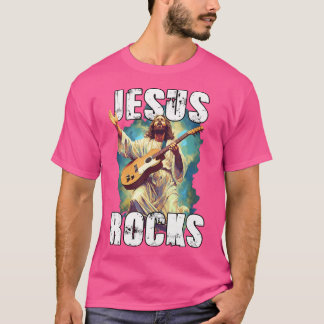 Jesus Rocks with Gitarre - Funny Christlich Rocks  T-Shirt