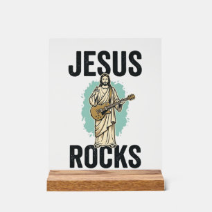 Jesus Rockt Gitarre Vintage Christliche Gravur Des Acrylschild