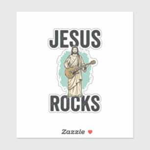 Jesus Rockt Gitarre Vintage Christliche Gravur Des Aufkleber