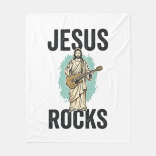 Jesus Rockt Gitarre Vintage Christliche Gravur Des Fleecedecke