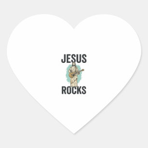 Jesus Rockt Gitarre Vintage Christliche Gravur Des Herz-Aufkleber