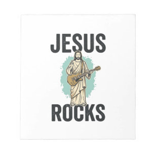 Jesus Rockt Gitarre Vintage Christliche Gravur Des Notizblock