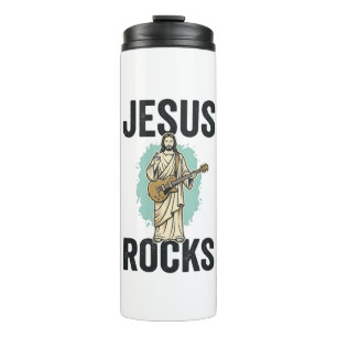 Jesus Rockt Gitarre Vintage Christliche Gravur Des Thermosbecher