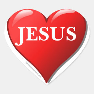 JESUS rotes Herz Herz-Aufkleber