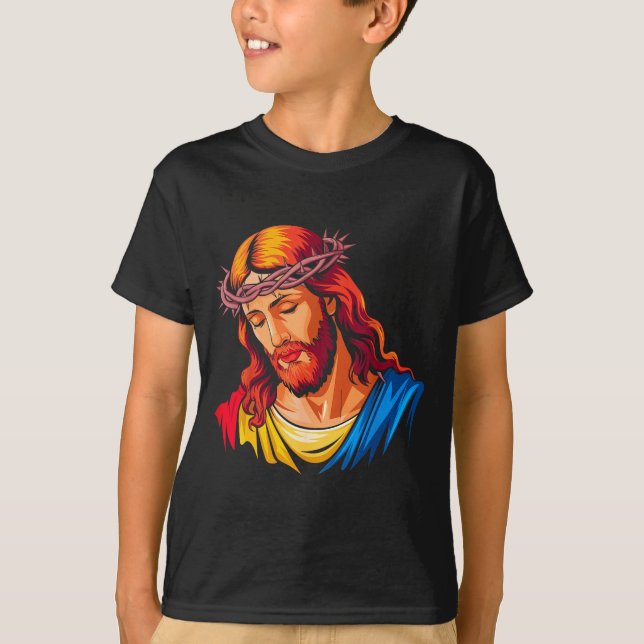 Jesus Rtrait Art Christian Religious  T-Shirt (Vorderseite)