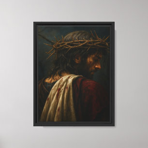 Jesus Rückansicht Dornenkrone Kunst Leinwanddruck