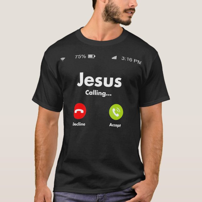 Jesus ruft am Handy an T-Shirt (Vorderseite)