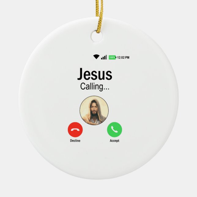 Jesus ruft - Christliche Witzigkeit und Geschenk Keramik Ornament (Vorne)