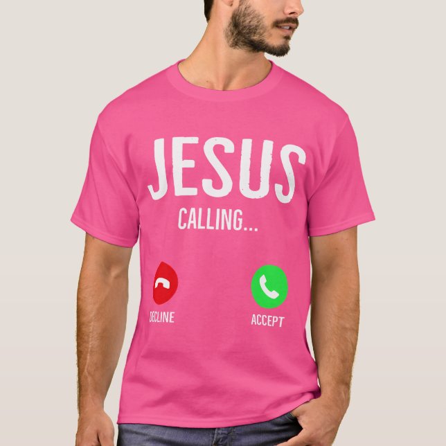 Jesus ruft den Handy-Call-Bildschirm Christlich De T-Shirt (Vorderseite)