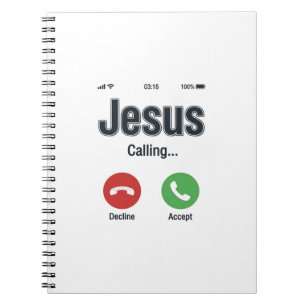 Jesus ruft Telefonbildschirm Christliches T-Shirt- Notizblock
