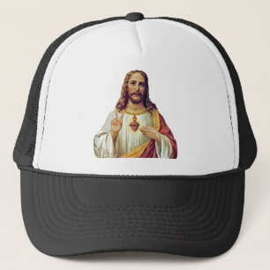 Jesus Sacred Heart Friedenszeichen Porträt Truckerkappe