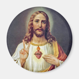 Jesus Sacred Heart Peace Sign Portrait Magnet