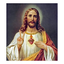 Jesus Sacred Heart Peace Sign Portrait