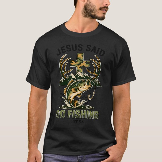 Jesus sagte geh fischen T-Shirt (Vorderseite)