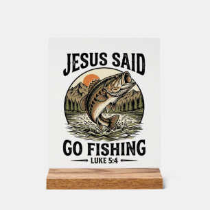 Jesus sagte geh fischen Vintage-Barsch Christlich Acrylschild