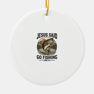 Jesus sagte, geh fischen Vintage-Barsch Christlich Keramik Ornament