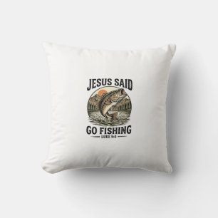 Jesus sagte geh fischen Vintage-Barsch Christlich Kissen