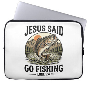 Jesus sagte geh fischen Vintage-Barsch Christlich Laptopschutzhülle