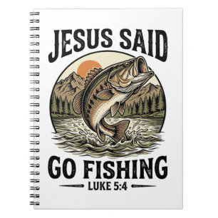 Jesus sagte geh fischen Vintage-Barsch Christlich Notizblock