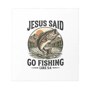 Jesus sagte geh fischen Vintage-Barsch Christlich Notizblock