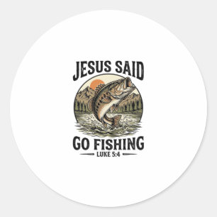 Jesus sagte geh fischen Vintage-Barsch Christlich Runder Aufkleber
