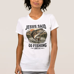 Jesus sagte geh fischen Vintage-Barsch Christlich T-Shirt