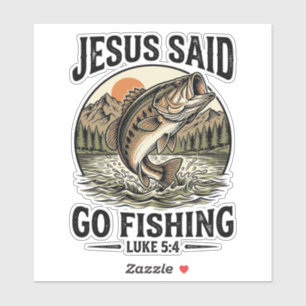 Jesus sagte, geh fischen Vintage-Bass christlich Aufkleber