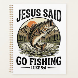 Jesus sagte, geh fischen Vintage-Bass christlich Planer
