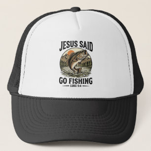Jesus sagte, geh fischen Vintage-Bass christlich Truckerkappe