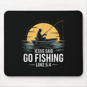 Jesus sagte Go Fischen Christliche Fisherman Bibel Mousepad