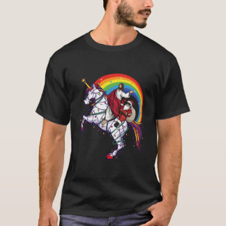 Jesus Santa reiten auf Einhorn Niedliche Kinder Ju T-Shirt