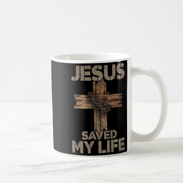 Jesus Saved My Life Christian Cross God Faith Bibl Kaffeetasse (Rechts)