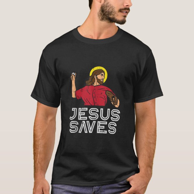 Jesus Saves Baseball God Sports Christian Men Wome T-Shirt (Vorderseite)