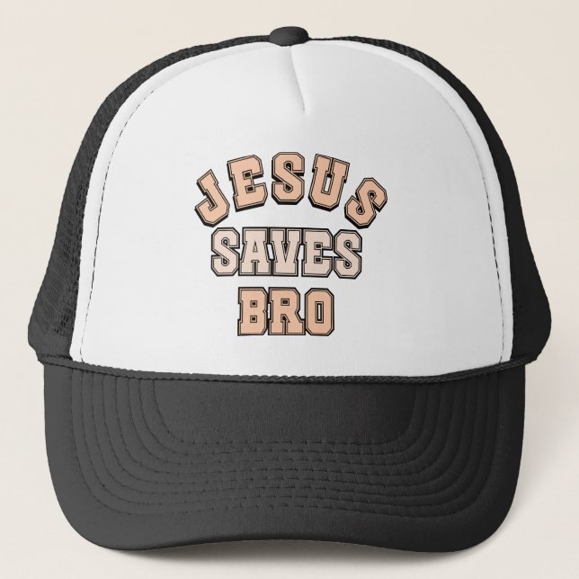 JESUS SAVES BRO VINTAGE TRUCKERKAPPE (Vorderseite)