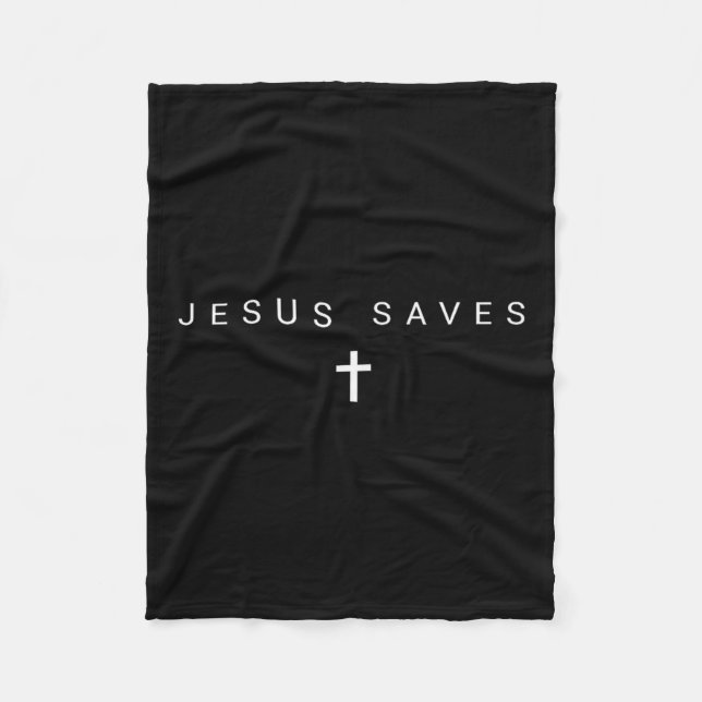 Jesus Saves Cross Subtle Christians Minimal Cathol Fleecedecke (Vorderseite)
