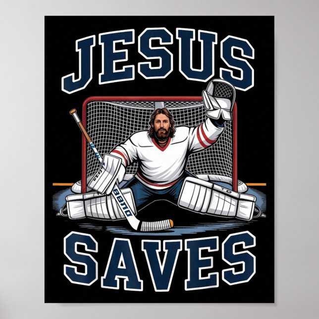 Jesus Saves Hockey Player Team God Hockey Lovers H Poster (Vorne)