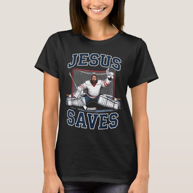 Jesus Saves Hockey Player Team God Hockey Lovers H T-Shirt (Vorderseite)
